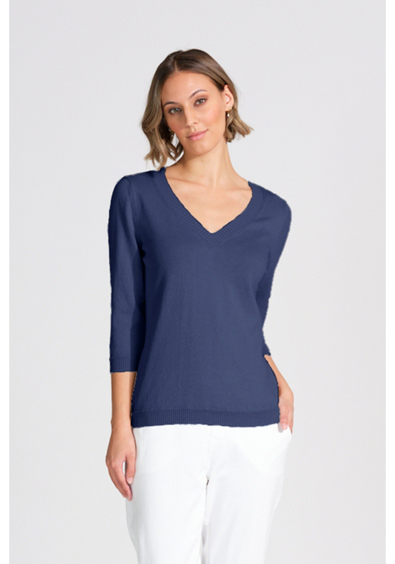 3/4 Sleeve V Neck Women's Top