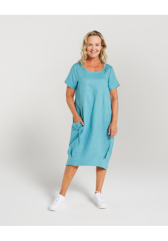 Plain Linen Bubble Hem Dress