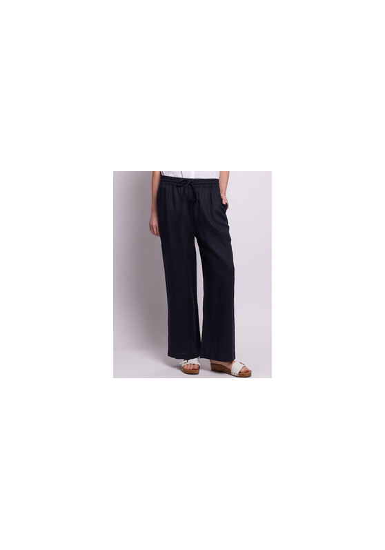 Wide Leg Pull On Linen Trousers