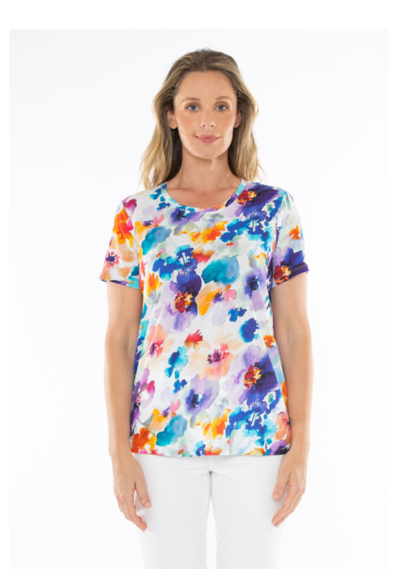 Santorini Bloom Women's Linen Top