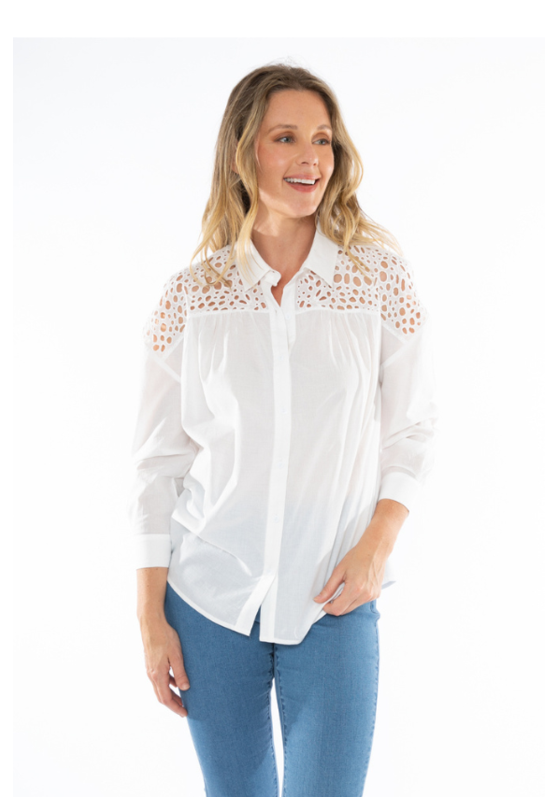 Broderie Shoulder Women's Shirt