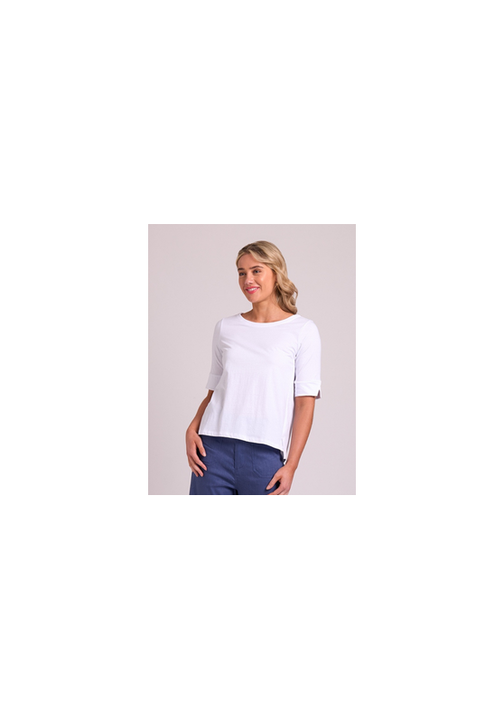 Wide Neck Elbow Sleeve Women's Top